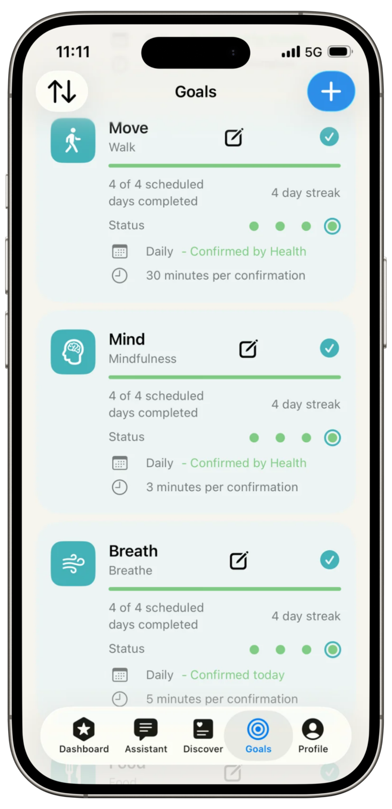 Goals Tracker on iPhone